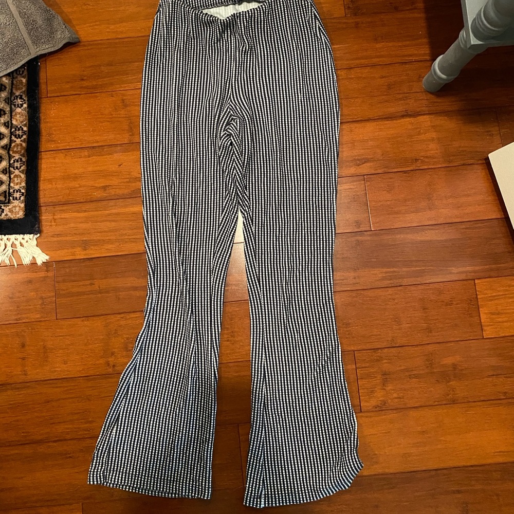 Urban Outfitters gingham pants navy white